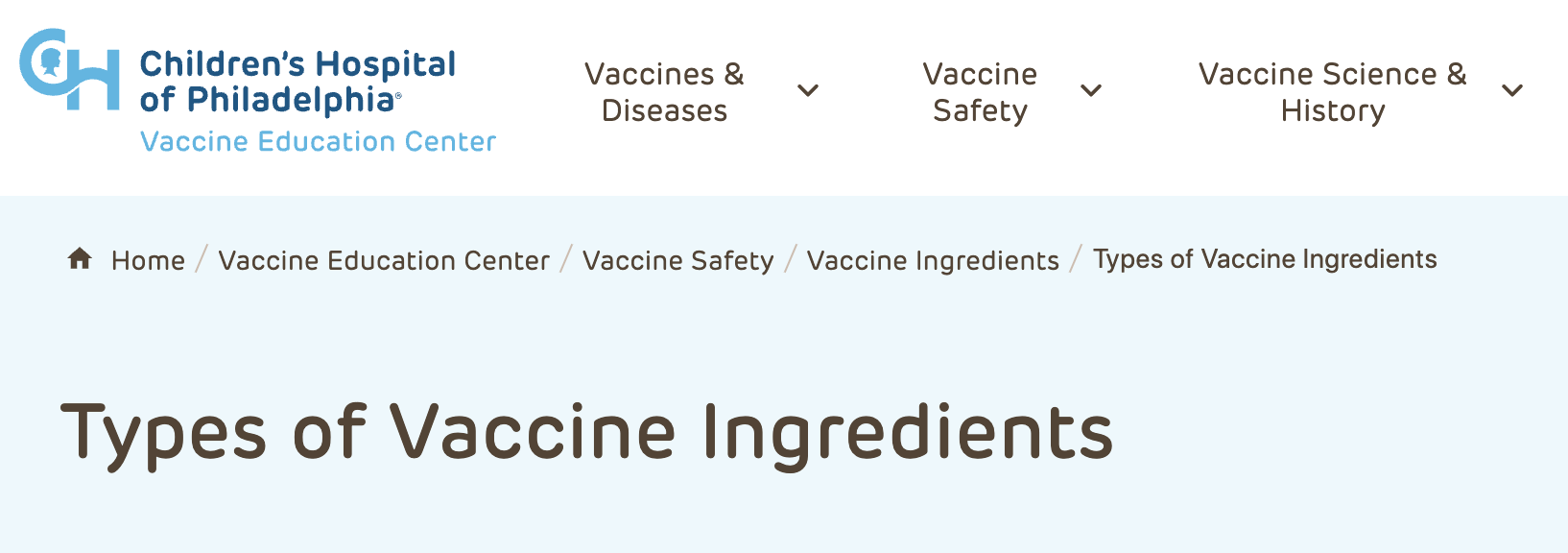 CHOP Vaccine ingredients
