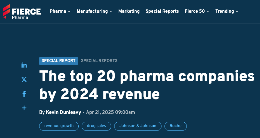 Fierce Pharma Top 20 Pharma companies 2024