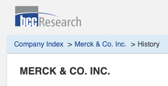 BCC Research Merck & Co entry screenshot